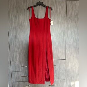 STAUD Ankle Portrait Dress Rouge sz 8